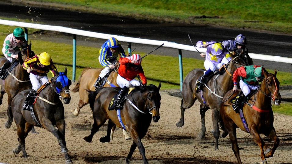 Horses in a finish at Wolverhampton